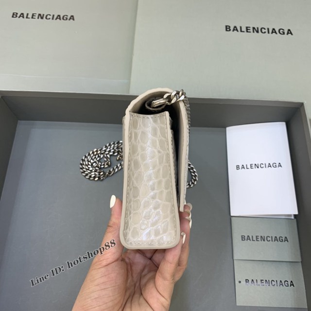 Balenciaga專櫃爆款鱷魚紋迷你女士肩背包 巴黎世家沙漏鏈條斜挎包 fyj1866